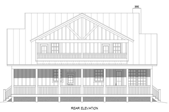 Exterior - Rear Elevation for Traditional House Plan #932-427 - 3 bed, 3.5 bath