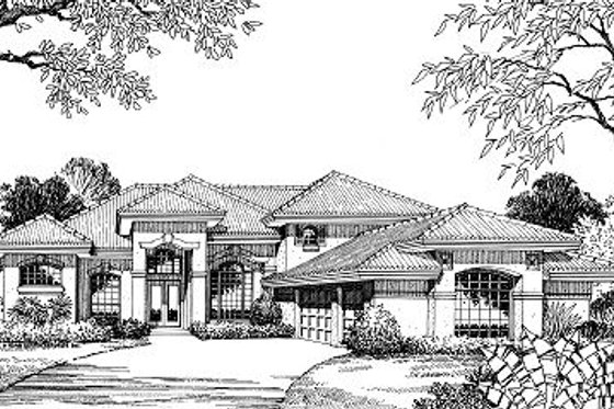 Exterior - Front Elevation for European House Plan #417-364 - 4 bed, 4 bath