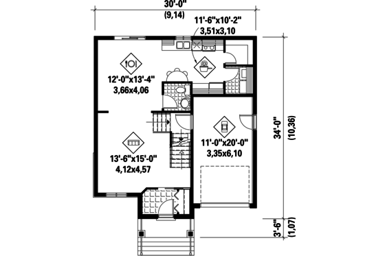 Floor Plan - Main Floor for Traditional House Plan #25-4697 - 3 bed, 1 bath