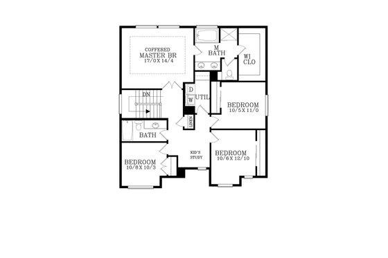Floor Plan - Upper Floor for Craftsman House Plan #53-505 - 4 bed, 2.5 bath