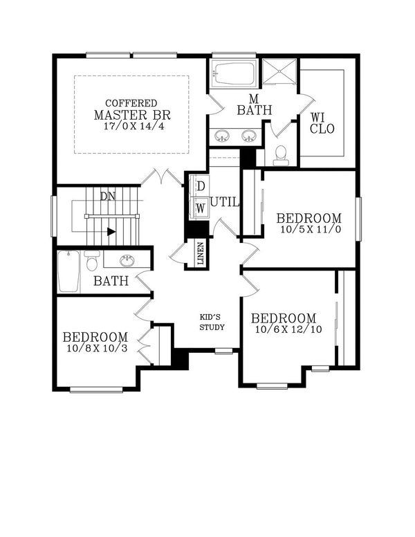 Craftsman Floor Plan - Upper Floor Plan #53-505