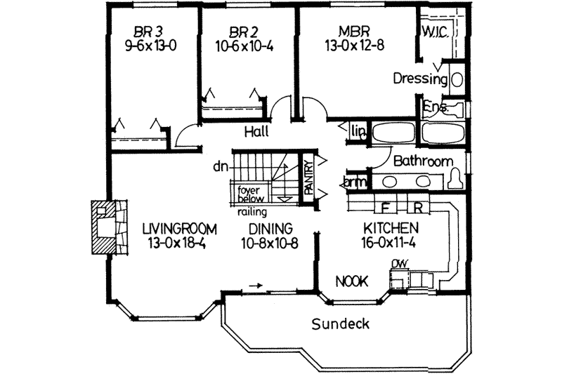 House Blueprint - Floor Plan - Upper Floor for Adobe / Southwestern House Plan #126-104 - 4 bed, 3 bath