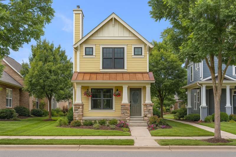 Craftsman Style House Plan - 3 Beds 3 Baths 1473 Sq/Ft Plan #20-1753 Exterior