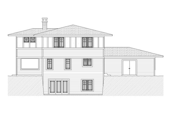 Exterior - Rear Elevation for Prairie House Plan #901-97 - 3 bed, 3.5 bath