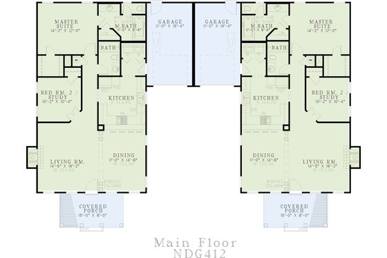 Floor Plan - Main Floor for Southern House Plan #17-1063 - 2 bed, 2 bath
