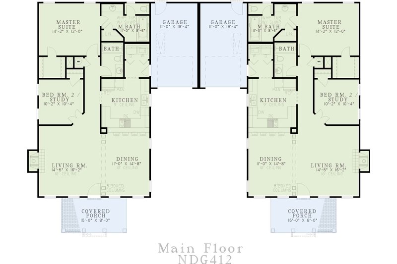 Home Plan - Floor Plan - Main Floor for Southern House Plan #17-1063 - 2 bed, 2 bath