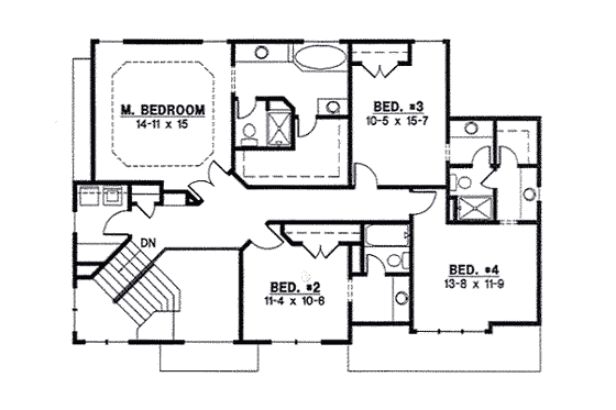 Floor Plan - Upper Floor for Traditional House Plan #67-826 - 4 bed, 3 bath