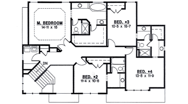 Traditional Floor Plan - Upper Floor Plan #67-826