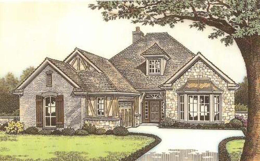 Tudor Style House Plan - 3 Beds 2 Baths 2088 Sq/Ft Plan #310-533