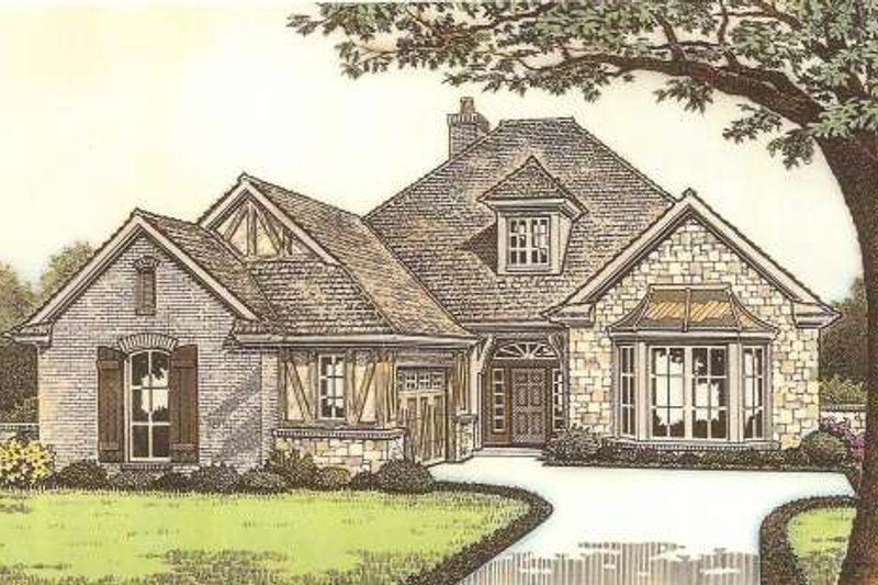 Home Plan - Tudor Exterior - Front Elevation Plan #310-533