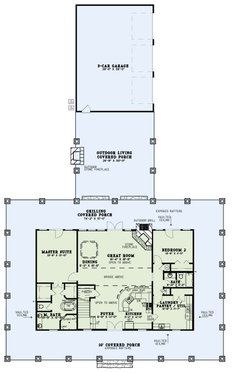 Floor Plan - Main Floor for Country House Plan #17-3431 - 4 bed, 3 bath