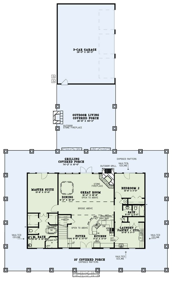 Architectural House Design - Country Floor Plan - Main Floor Plan #17-3431
