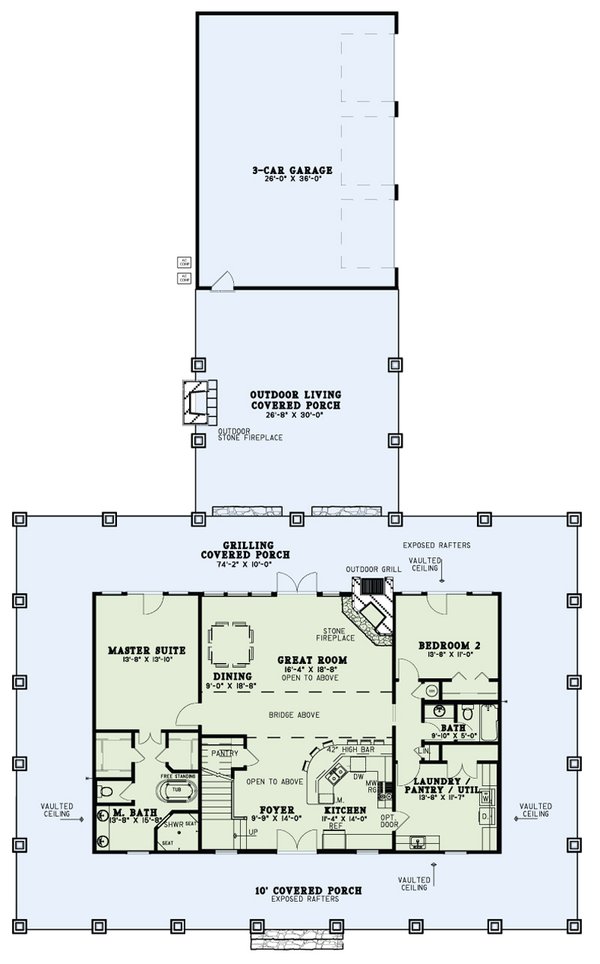 House Plan Design - Country Floor Plan - Main Floor Plan #17-3431