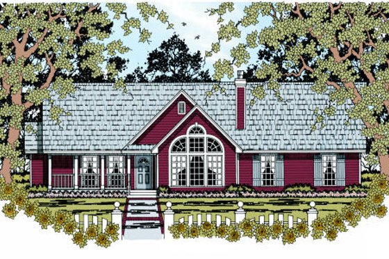 Exterior - Front Elevation for Country House Plan #42-358 - 3 bed, 2 bath
