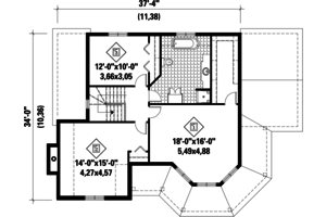 Floor Plan - Upper Floor for Victorian House Plan #25-4760 - 3 bed, 1 bath