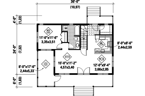 Floor Plan - Main Floor for Country House Plan #25-4748 - 3 bed, 2 bath