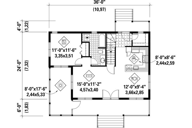 Architectural House Design - Floor Plan - Main Floor for Country House Plan #25-4748 - 3 bed, 2 bath