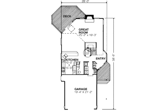 Floor Plan - Main Floor for Bungalow House Plan #320-153 - 4 bed, 0 bath