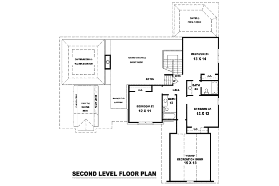 Floor Plan - Upper Floor for European House Plan #81-1117 - 4 bed, 3.5 bath