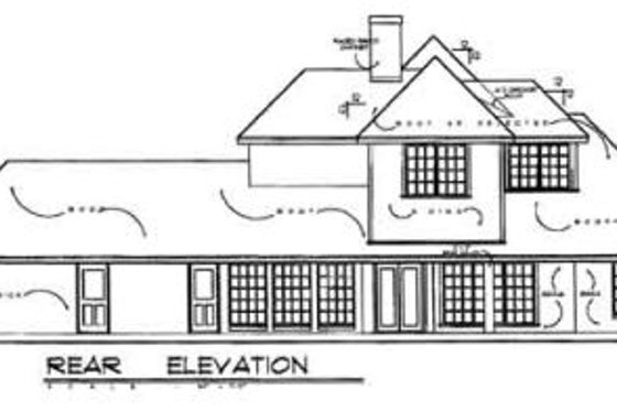 Exterior - Rear Elevation for European House Plan #40-232 - 4 bed, 3.5 bath