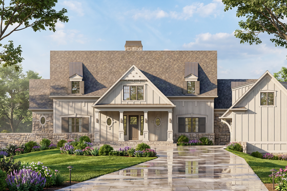Exterior - Front Elevation for European House Plan #119-336 - 4 bed, 4.5 bath