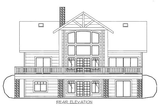 Exterior - Rear Elevation for Bungalow House Plan #117-638 - 3 bed, 4.5 bath