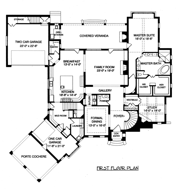 European Floor Plan - Main Floor Plan #413-125