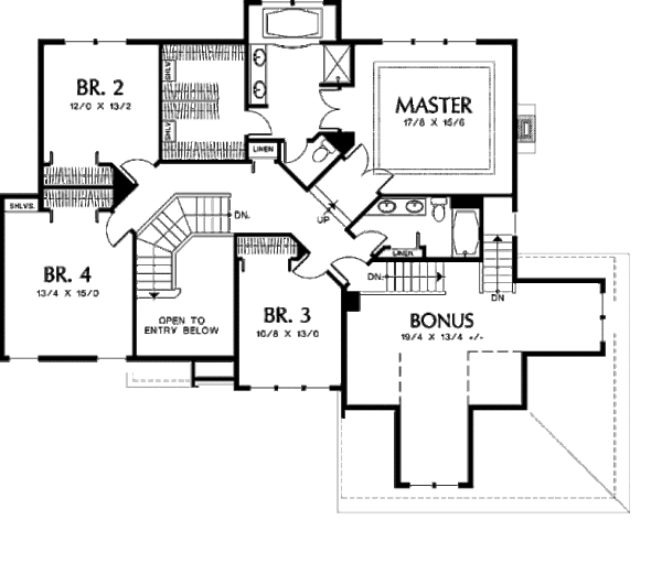 House Design - European Floor Plan - Upper Floor Plan #48-328