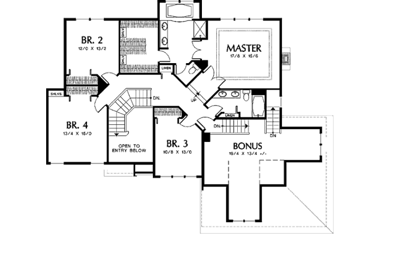 Dream House Plan - Floor Plan - Upper Floor for European House Plan #48-328 - 4 bed, 2.5 bath