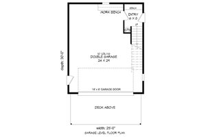 Floor Plan - Lower Floor for Contemporary House Plan #932-95 - 1 bed, 1 bath