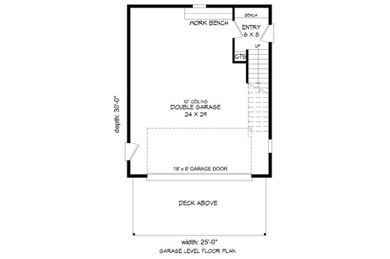 Floor Plan - Lower Floor for Contemporary House Plan #932-95 - 1 bed, 1 bath