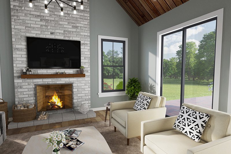 House Blueprint - Interior - Family Room for Contemporary House Plan #48-1037 - 3 bed, 3.5 bath