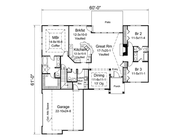 Home Plan - Ranch Floor Plan - Main Floor Plan #57-617