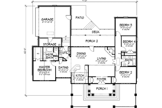 Floor Plan - Main Floor for Mediterranean House Plan #320-418 - 4 bed, 2 bath