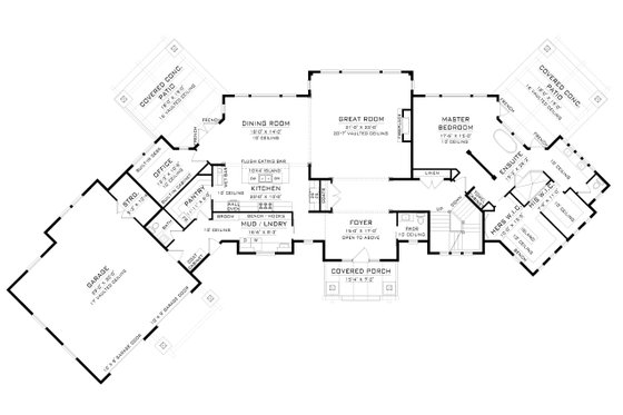 Floor Plan - Main Floor for Craftsman House Plan #1086-10 - 3 bed, 2.5 bath