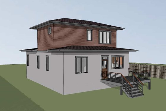 Exterior - Rear Elevation for Modern House Plan #79-302 - 3 bed, 2.5 bath
