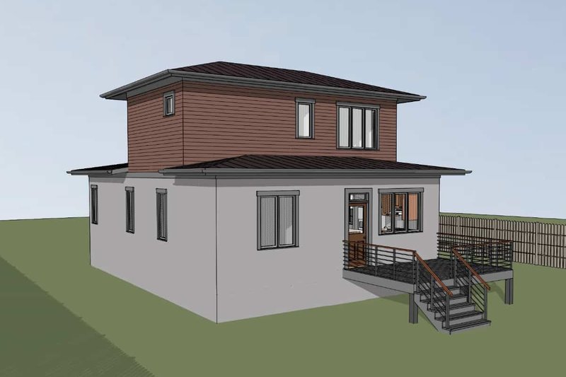House Blueprint - Exterior - Rear Elevation for Modern House Plan #79-302 - 3 bed, 2.5 bath