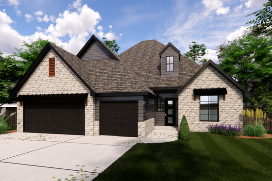 Exterior - Front Elevation 3 for Traditional House Plan #1098-12 - 4 bed, 2.5 bath