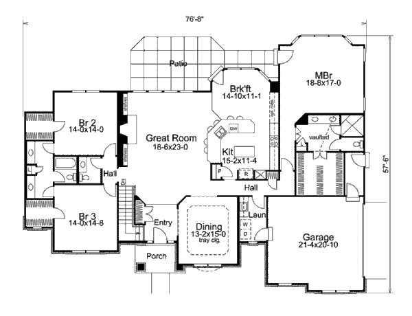 Architectural House Design - Traditional Floor Plan - Main Floor Plan #57-322