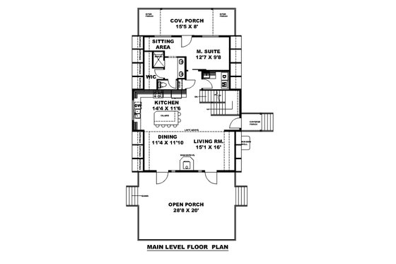 Floor Plan - Main Floor for Cabin House Plan #117-1014 - 2 bed, 2 bath