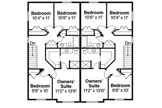 Floor Plan - Upper Floor for Traditional House Plan #124-816 - 8 bed, 5 bath