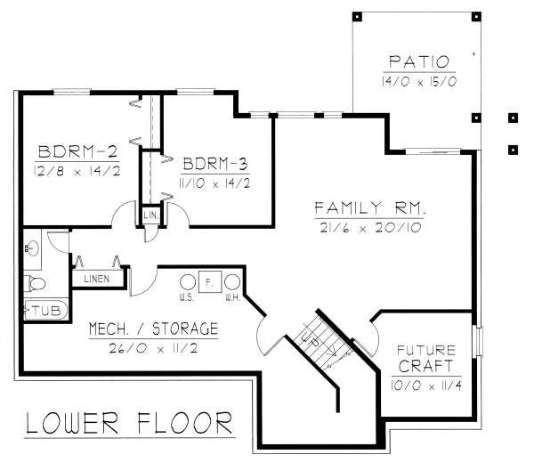 Ranch Floor Plan - Lower Floor Plan #112-137