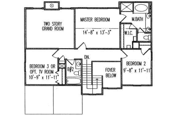 Floor Plan - Upper Floor for Traditional House Plan #54-144 - 3 bed, 2.5 bath