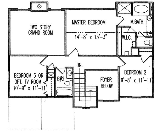 Traditional Floor Plan - Upper Floor Plan #54-144