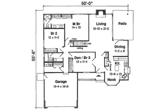 Floor Plan - Main Floor for Traditional House Plan #116-143 - 3 bed, 2 bath