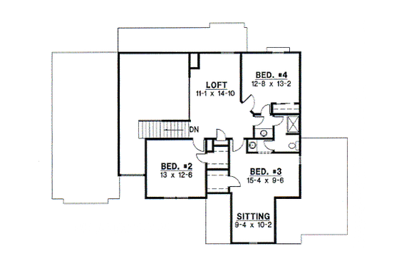 Floor Plan - Upper Floor for European House Plan #67-718 - 4 bed, 2.5 bath