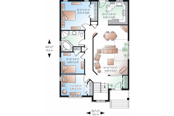 Floor Plan - Main Floor for Traditional House Plan #23-796 - 3 bed, 1 bath