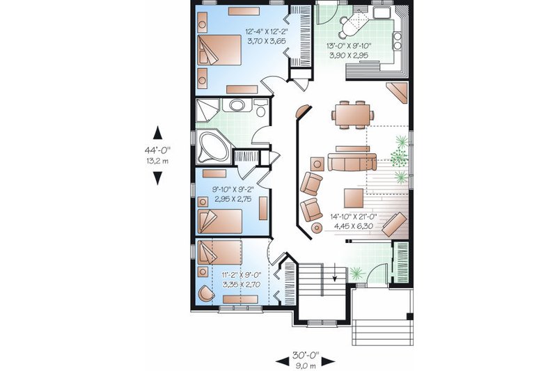 House Plan Design - Floor Plan - Main Floor for Traditional House Plan #23-796 - 3 bed, 1 bath