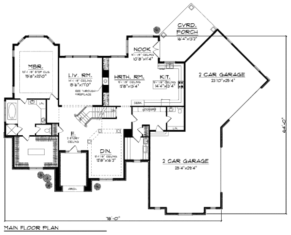 House Plan Design - European Floor Plan - Main Floor Plan #70-957