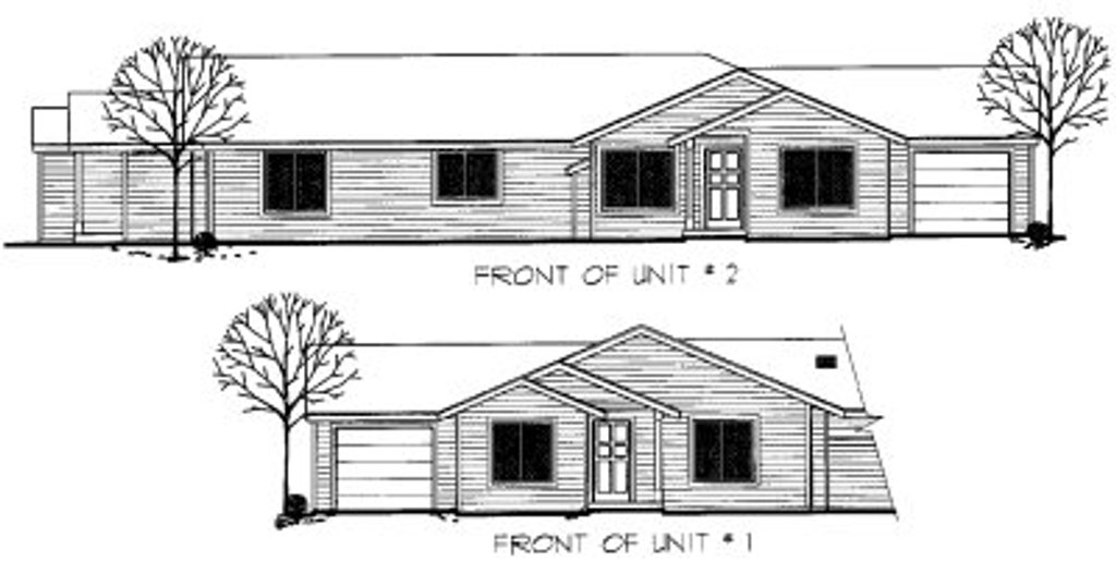 Exterior - Front Elevation 2 for Ranch House Plan #303-390 - 3 bed, 2 bath